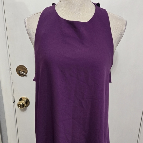 LOFT Shift Dress Sz Small Purple Sleeveless Ruffle Back - Picture 4 of 8